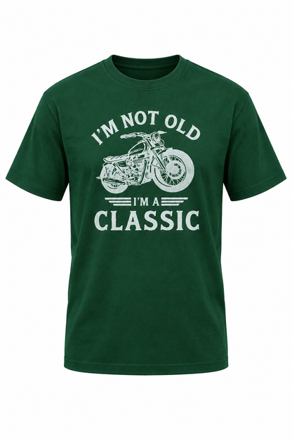 Classic Bike Cotton Graphic Drop Shoulder T-Shirt - Forest Green