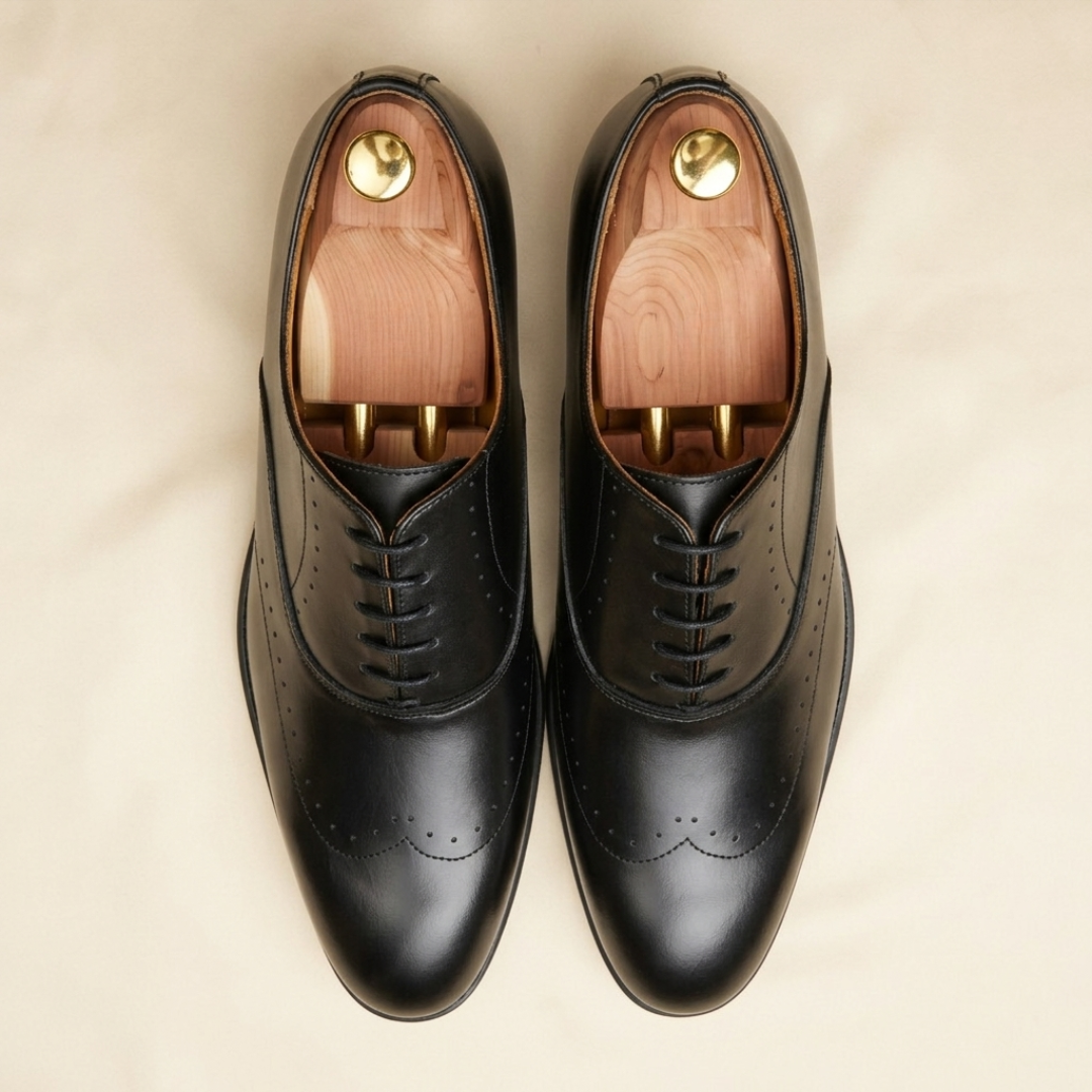 Walkist Premium Læder Brogue Oxford Sko - Sort