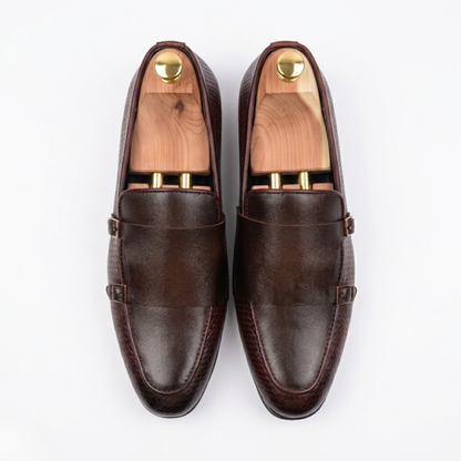 Walkist læder Double Monk loafers - Mørkebrun