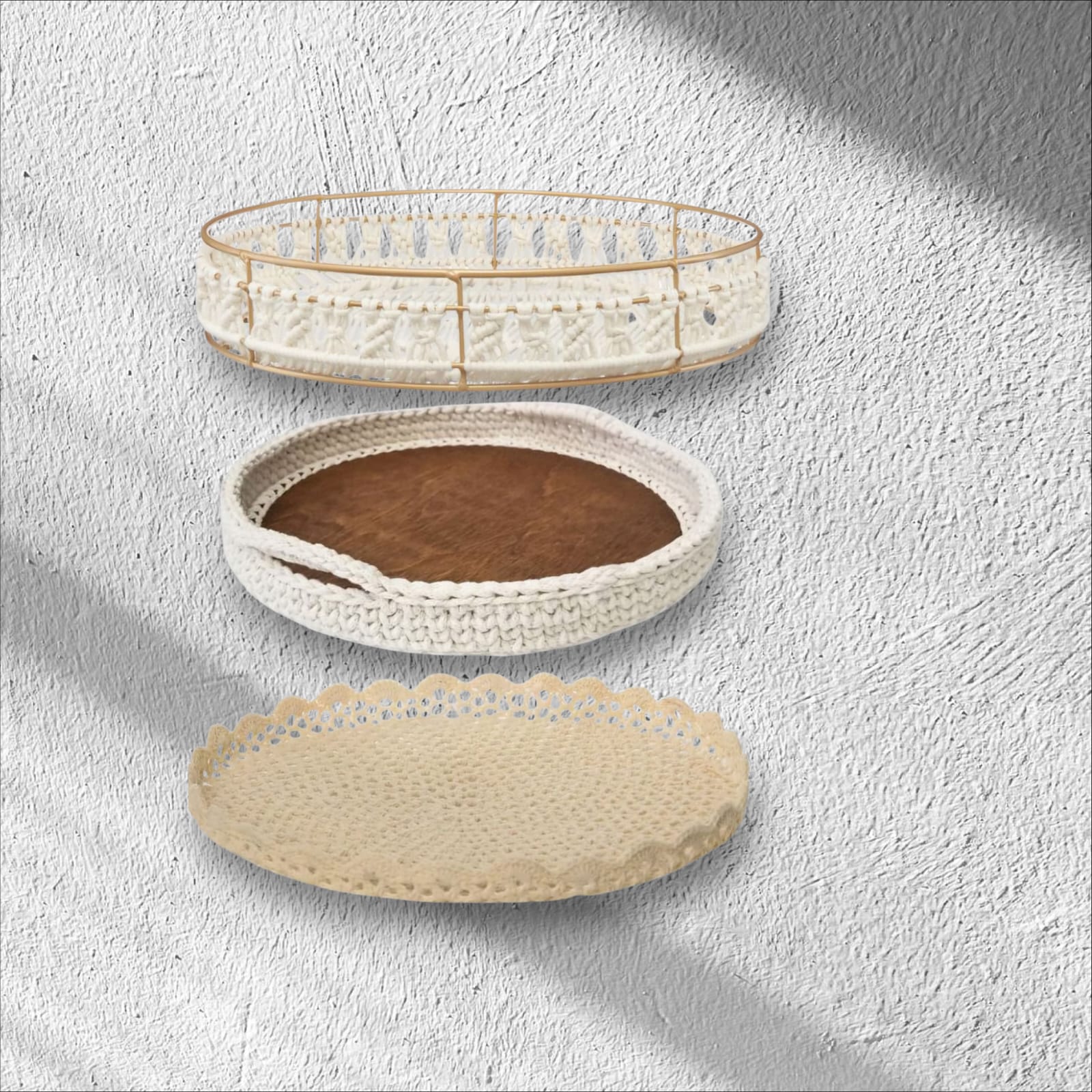 ROUND MACRAME STORAGE TRAY