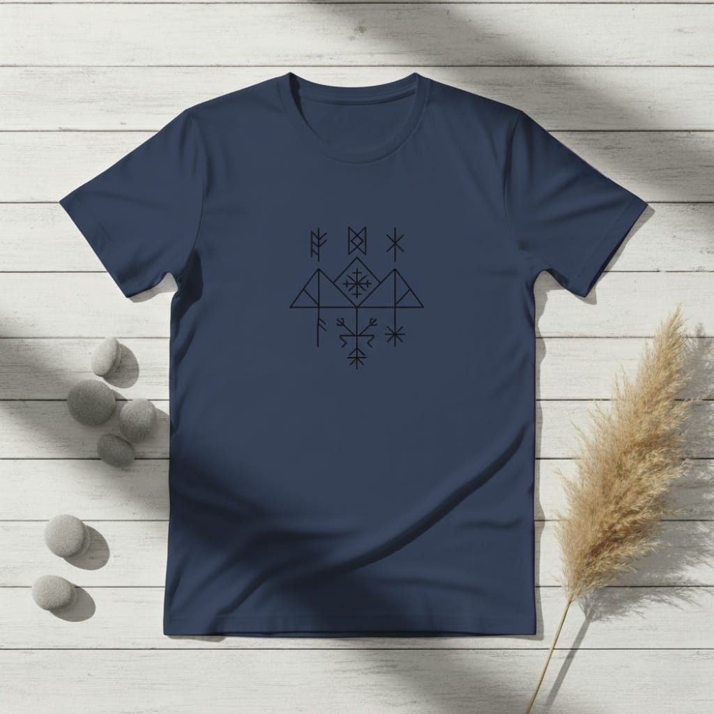 Navy Rune & Mountain T-Shirt