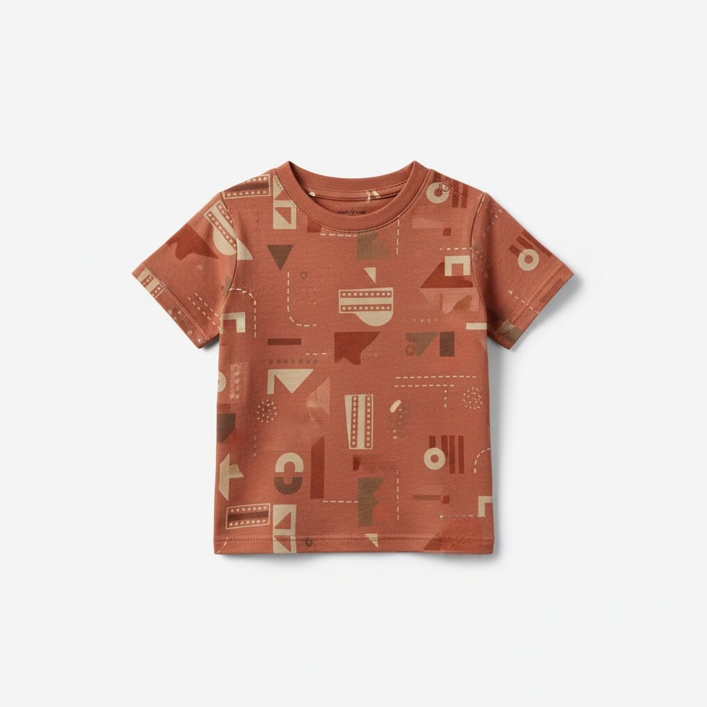 Terracotta Geometric Print Kids' T-Shirt