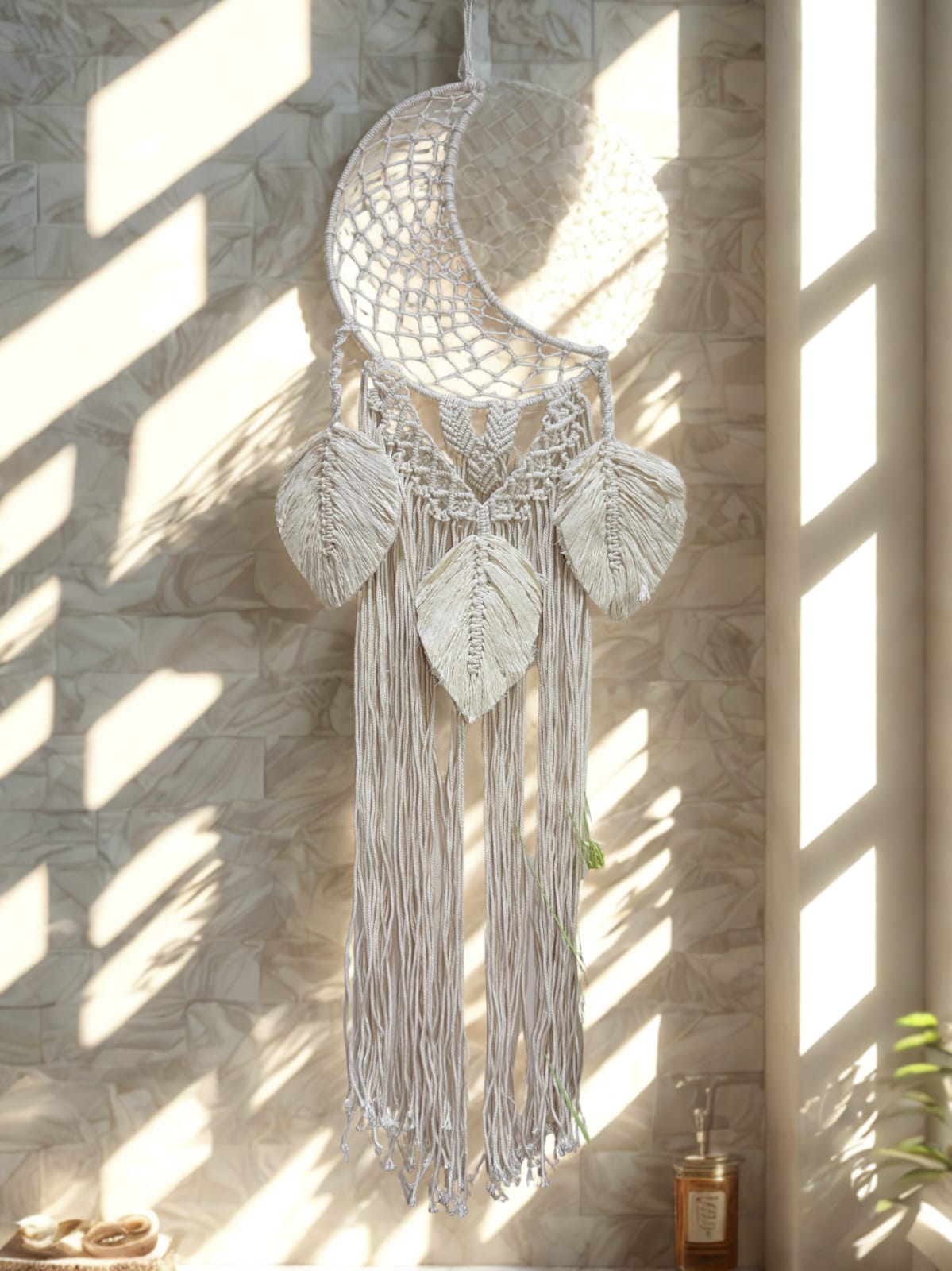 MOON-SHAPED MACRAME WALL HANGING